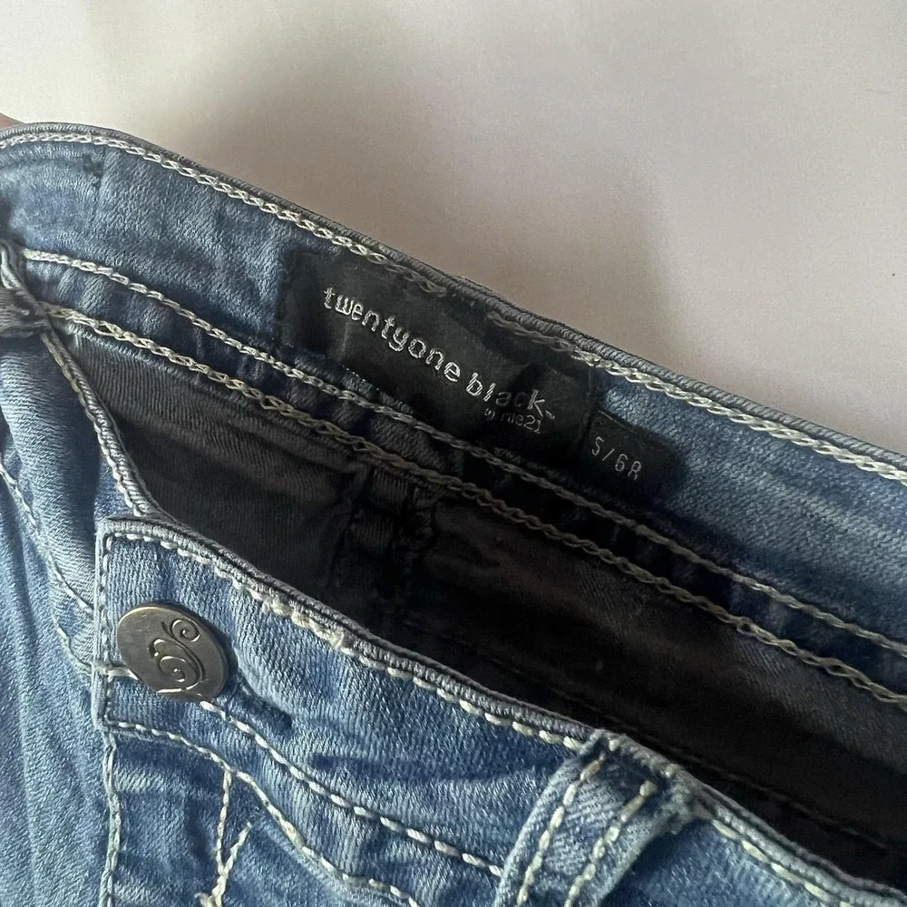 Y2K Rue21 TwentyOne Black‎ Jeans Women Sz 5/6R Light Wash Low Rise Slim Bootcut